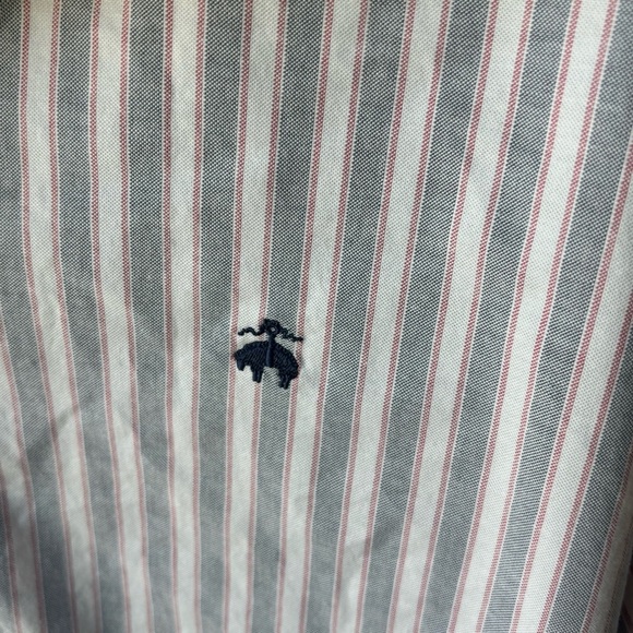 Mens Brooks Brothers Men’s XXL Button Down Dress Shirt Blue White Striped - Picture 2 of 5